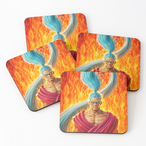 Item preview, Spiral Blue Hair Warrior Portrait with Fire Background designed and sold by Keltoi-art.