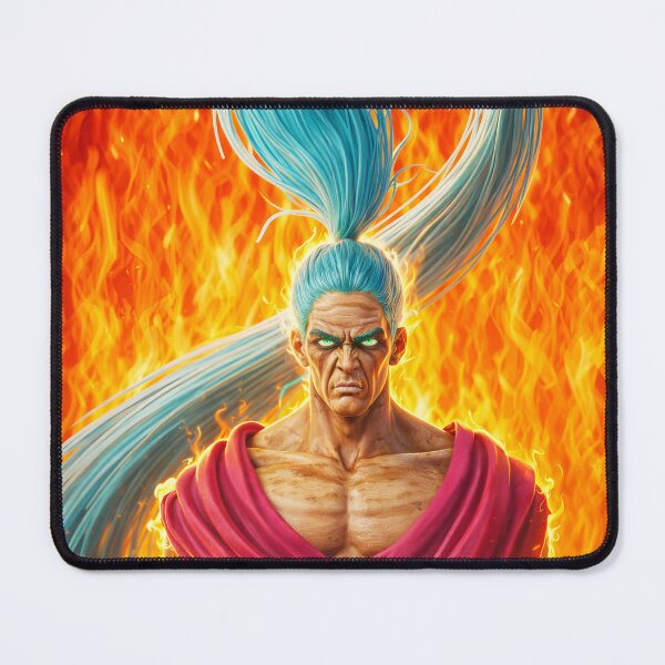 Item preview, Spiral Blue Hair Warrior Portrait with Fire Background designed and sold by Keltoi-art.
