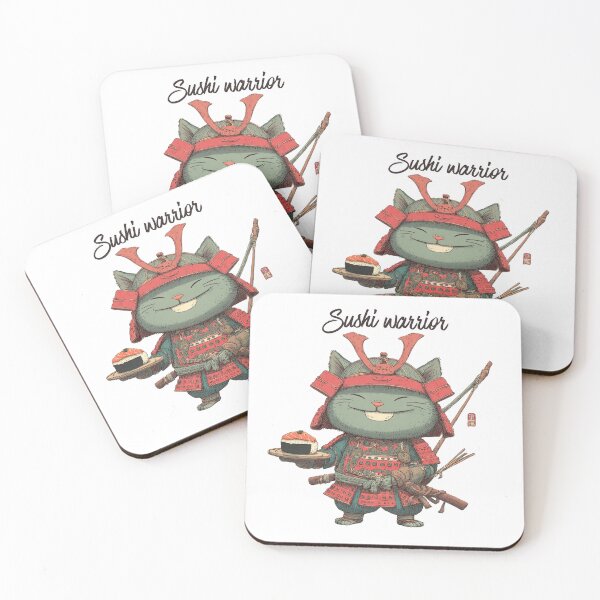 Item preview, Sushi Warrior – Cute Samurai Cat Kawaii Japanese Food Design designed and sold by De Aqui y de Alla Studio.