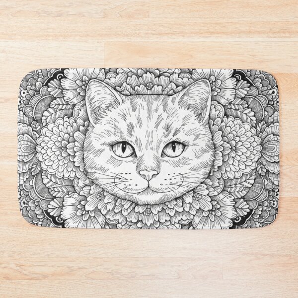 Item preview, Boho Mandala Cat Illustration | Floral Tribal Cat Art | Vintage Ethnic Animal Design designed and sold by Anime9122.