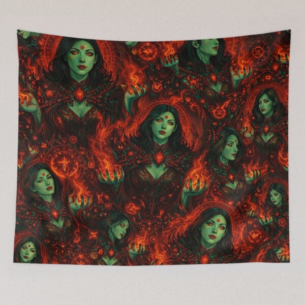 Item preview, Jade Fire Sorceress Ritual - Gothic Dark Fantasy Art designed and sold by TheHorsemanRidesAgain.