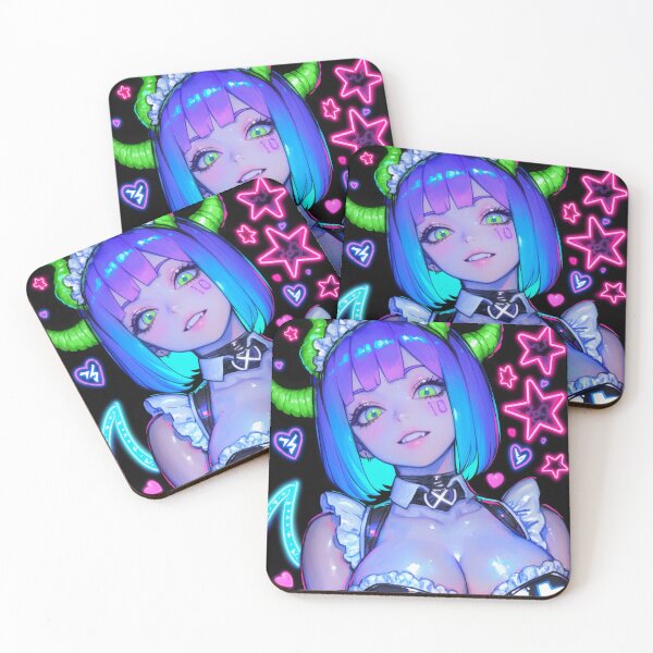 Item preview, Neon Anime Demon Maid designed and sold by bubblegoth.