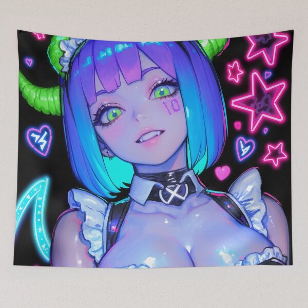 Item preview, Neon Anime Demon Maid designed and sold by bubblegoth.