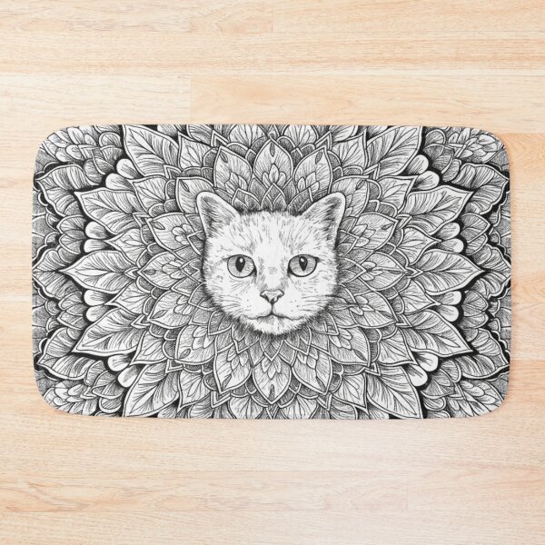 Item preview, Boho Mandala Cat Illustration | Floral Tribal Cat Art | Vintage Ethnic Animal Design designed and sold by Anime9122.