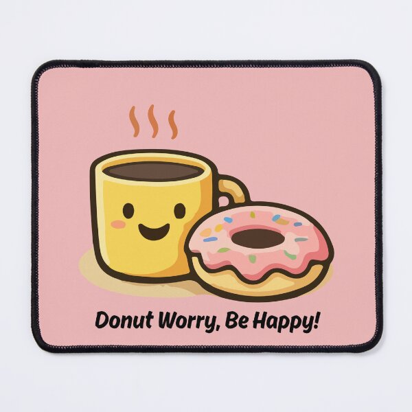Item preview, Donut Worry Be Happy Cute Donut & Coffee Design – Funny Food Aesthetic for Stickers, T-Shirts, Mugs, Phone Cases, Spiral Notebooks, Hardcover Journals, Tote Bags Aprons & Gifts designed and sold by SyedaPrints.