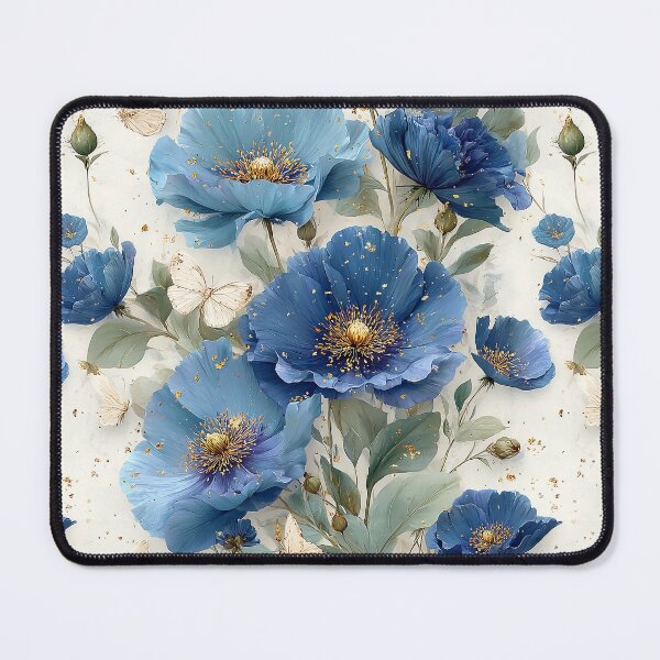 Item preview, Periwinkle & Gold Botanical: Elegant Blue Watercolor Pattern designed and sold by Nine Lives Studio.