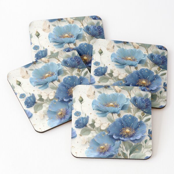 Item preview, Periwinkle & Gold Botanical: Elegant Blue Watercolor Pattern designed and sold by Nine Lives Studio.