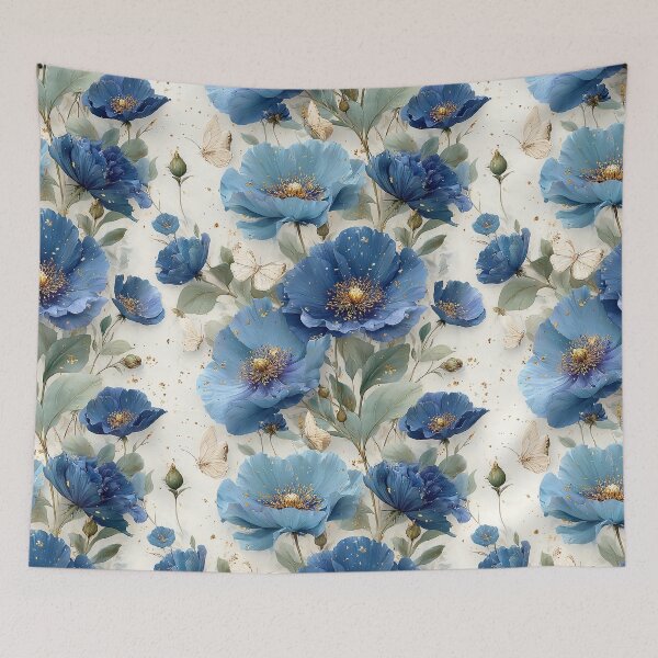 Item preview, Periwinkle & Gold Botanical: Elegant Blue Watercolor Pattern designed and sold by Nine Lives Studio.