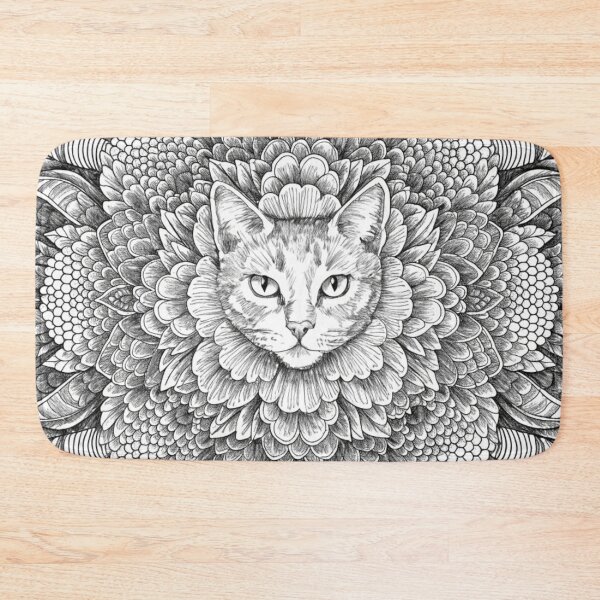 Item preview, Boho Mandala Cat Illustration | Floral Tribal Cat Art | Vintage Ethnic Animal Design designed and sold by Anime9122.