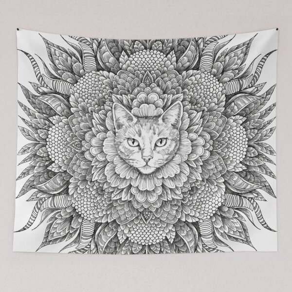 Artikelvorschau, Boho Mandala Cat Illustration | Floral Tribal Cat Art | Vintage Ethnic Animal Design entworfen und verkauft von Anime9122.
