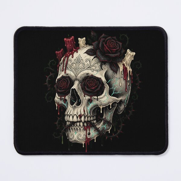 Item preview, Floral Gothic Skull Horror Illustration designed and sold by Chaotic Cuties.
