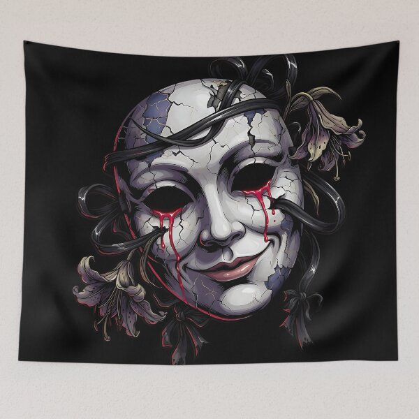 Item preview, Haunting Porcelain Mask Horror Art designed and sold by Chaotic Cuties.