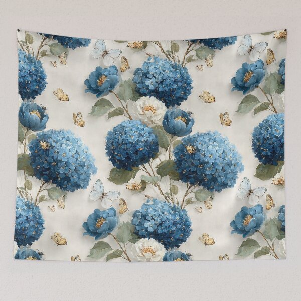 Item preview, Midnight Periwinkle Garden: Lush Blue Hydrangea Pattern designed and sold by Nine Lives Studio.