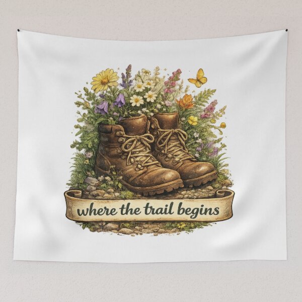 Item preview, Hiking Boots Wildflower designed and sold by jgvisualarts.