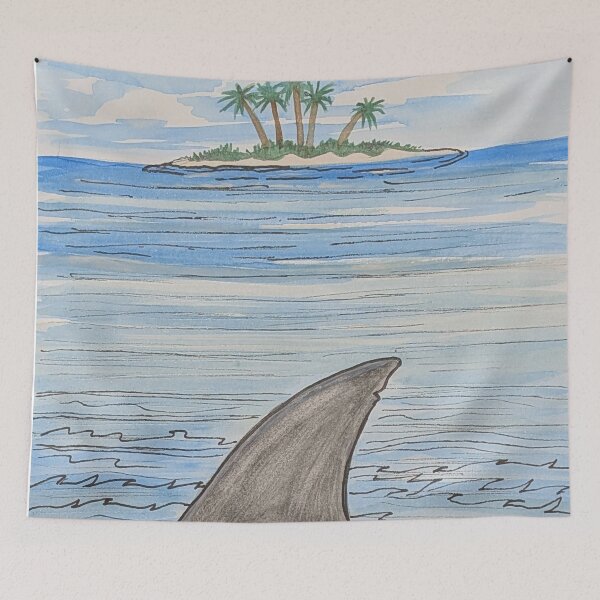 Item preview, Shark circling the island  designed and sold by Matt Starr Fine Art .