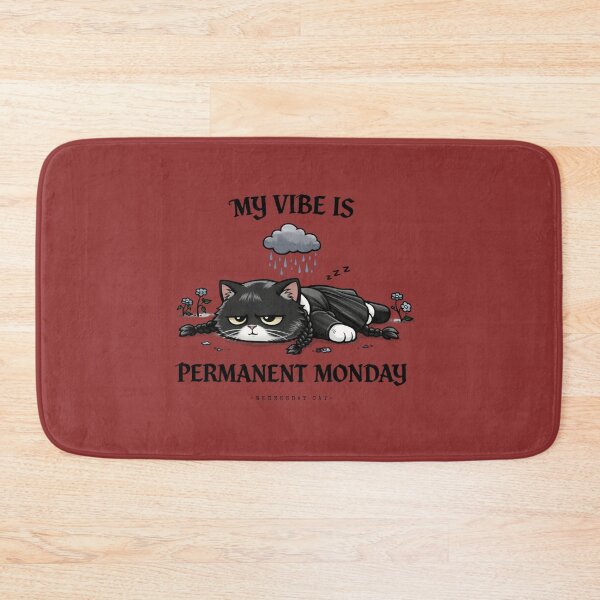Item preview, Wednesday Cat – My Vibe Is Permanent Monday | Gothic Lazy Cat Sticker designed and sold by Mojibebe.