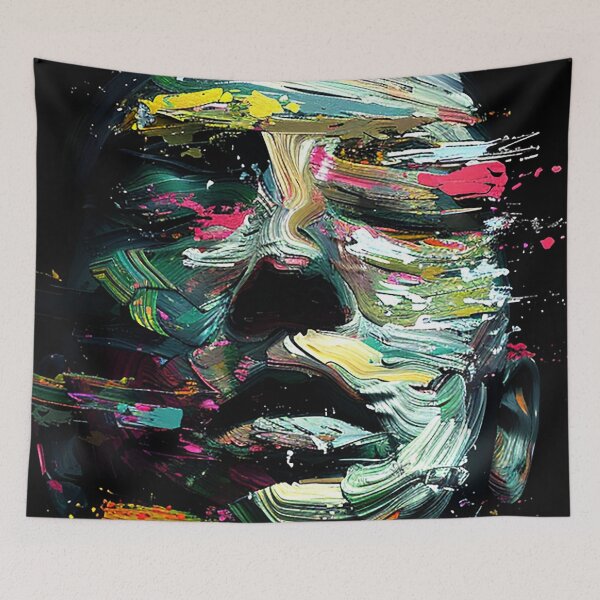 Item preview, Emotional Reincarnation: Abstract Colorful Face Dramatic Digital Painting designed and sold by DEC02.