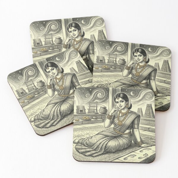 Item preview, Ethereal Indian Maharani: Traditional Grace under Starry Skies designed and sold by RadhadineshArt.