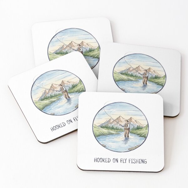 Item preview, Hooked on fly fishing watercolor designed and sold by Stefanrajzer.