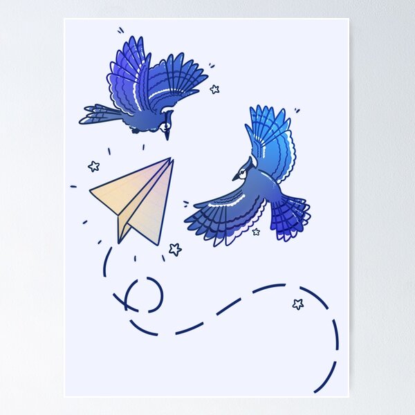 Item preview, Blue Jays with a Paper Airplane designed and sold by Aloe and Monstera.