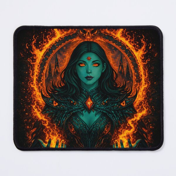 Item preview, Ocean Teal Fire Sorceress Ritual - Halloween Dark Fantasy Art designed and sold by TheHorsemanRidesAgain.