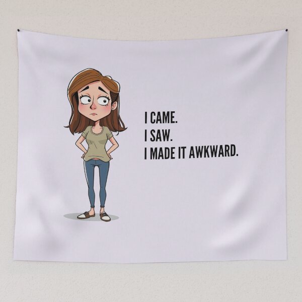 Item preview, I Came. I Saw. I Made It Awkward. Funny Introvert Humor Cartoon Girl designed and sold by Freedz14.