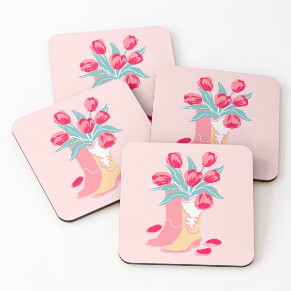 Item preview, Copy of Pink Cowboy Boots With Tulips Cute Western Aesthetic (pink background) designed and sold by MinimalAnGo.