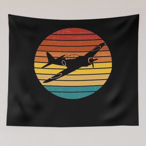 Item preview, Vintage Fighter Plane Sunset Retro Tee designed and sold by Emberglowo.