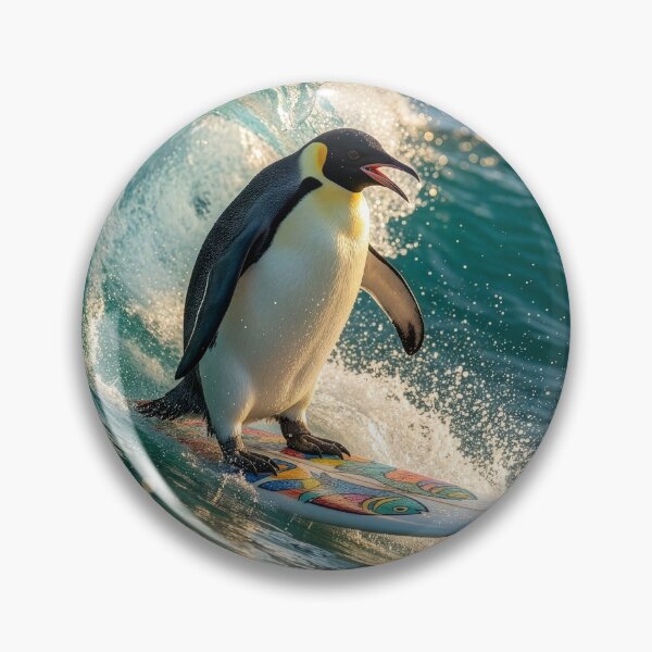 Item preview, Stoked Emperor Penguin Rides the Waves designed and sold by Tridentulus.