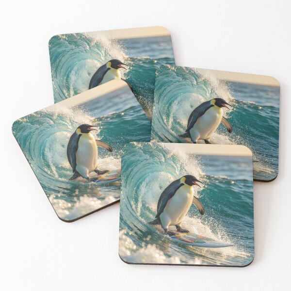 Item preview, Stoked Emperor Penguin Rides the Waves designed and sold by Tridentulus.