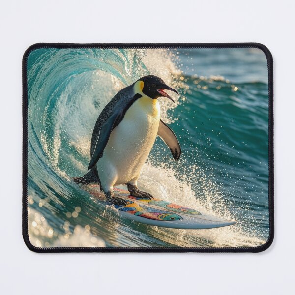 Item preview, Stoked Emperor Penguin Rides the Waves designed and sold by Tridentulus.