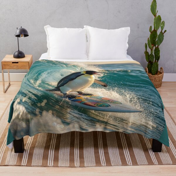 Item preview, Stoked Emperor Penguin Rides the Waves designed and sold by Tridentulus.