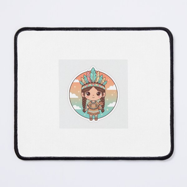Item preview, Kawaii Native American Girl Sticker - Cute Indigenous Tribal Character with Feather Headdress designed and sold by Stick-Shop9.