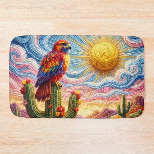 Item preview, Yarn Red-Tailed Hawk on Yarn Saguaro Cactus designed and sold by Tridentulus.