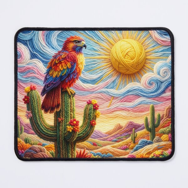 Item preview, Yarn Red-Tailed Hawk on Yarn Saguaro Cactus designed and sold by Tridentulus.