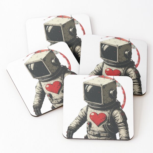 Item preview, Cubehead Love Astronaut Heart Space designed and sold by Alexander Martini Productions.