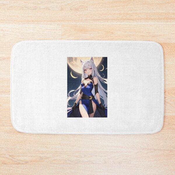 Item preview, Zakama Tanitsuki - Lunar Anime Cat Girl with Silver Hair & Midnight Moon Art designed and sold by iloveanimechibi.