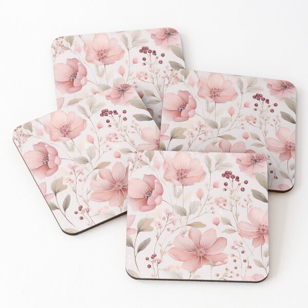 Item preview, BLUSH pastel pink leafy botanicals watercolor leaves painting spring theme shades of pink designed and sold by navitalidesign.