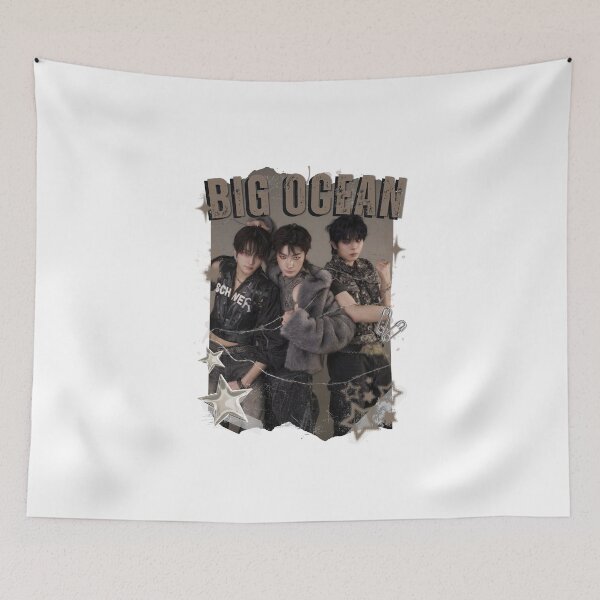 Item preview, Big Ocean Blue Kpop Group Retro Collage Design designed and sold by HELL0WBELLO.
