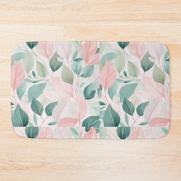 Item preview, Sage green and blush pink leafy botanicals watercolor leaves painting spring theme shades of green and pink  designed and sold by navitalidesign.