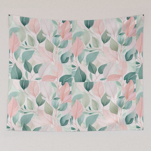 Item preview, Sage green and blush pink leafy botanicals watercolor leaves painting spring theme shades of green and pink  designed and sold by navitalidesign.