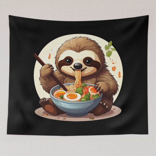 Item preview, Cute Sloth Eating Ramen – Kawaii Sloth Noodle Bowl designed and sold by TripleMoonCrafts.