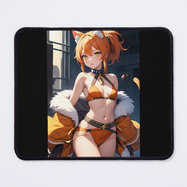 Item preview, Uchimaru Tane - Vibrant Orange Fox Girl Anime Illustration with Fur Parka designed and sold by iloveanimechibi.