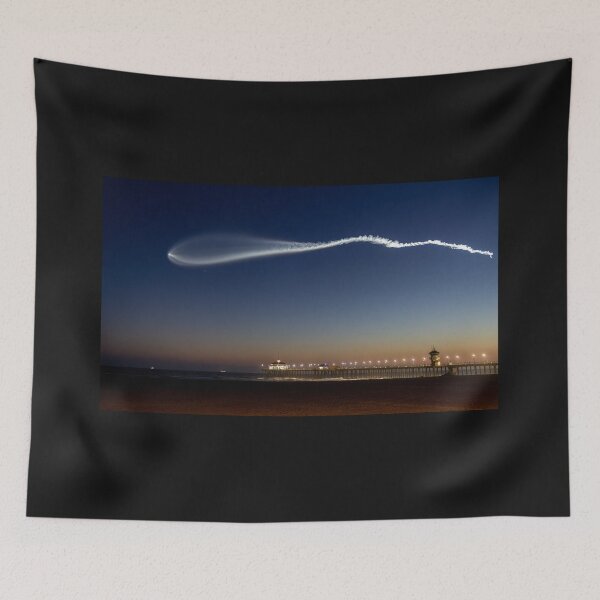 Item preview, Huntington Beach Pier Space X Rocket  Sunset designed and sold by PsychoAlien.com.