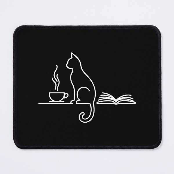 Item preview, Coffee Cats And Books Lover Line Art Cat Bookworm Cat Owner designed and sold by TyraYoung.