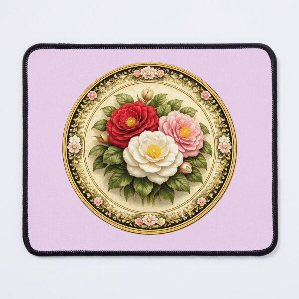 Item preview, Camellia Grace – Classic Garden Elegance Botanical Circle Design designed and sold by TheJoyfulPen.