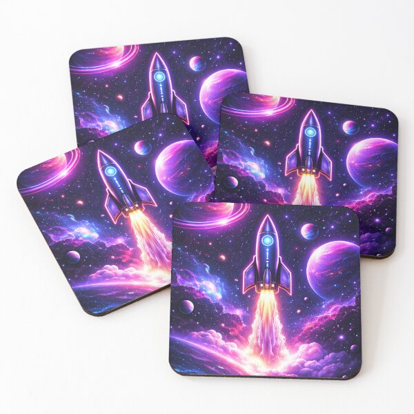 Item preview, Neon Space Rocket – Futuristic Galaxy Design designed and sold by Expl0rer.