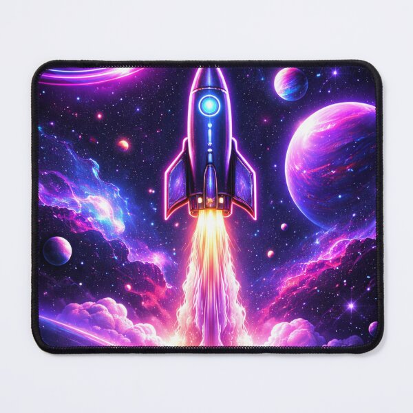 Item preview, Neon Space Rocket – Futuristic Galaxy Design designed and sold by Expl0rer.