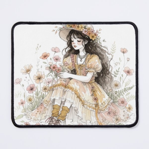 Item preview, Boho garden girl sitting in wildflowers designed and sold by EarthyEcho.