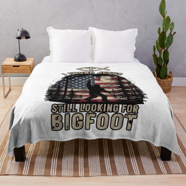 Item preview, I Found Jesus Still Looking for Bigfoot Summer Christian American Flag | Faith Patriotic Meme Art Design designed and sold by MyTeeSh.